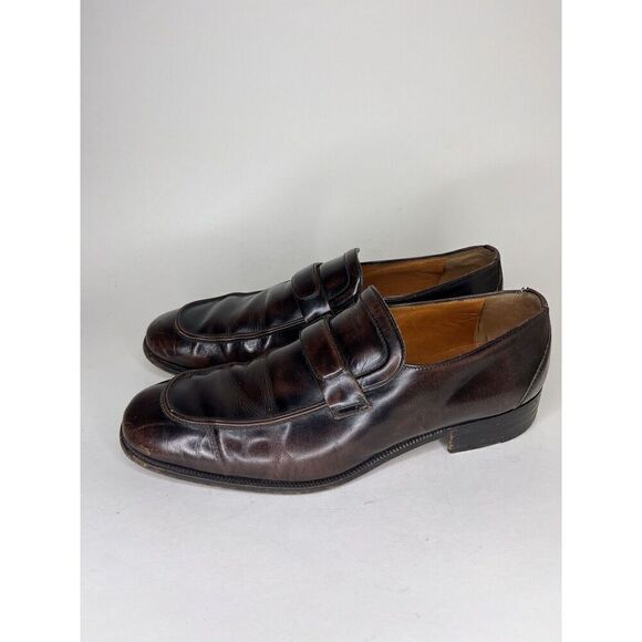 Sears Vintage Loafers Men Size 9.5D Brown Leather Made In Italy - Picture 7 of 13
